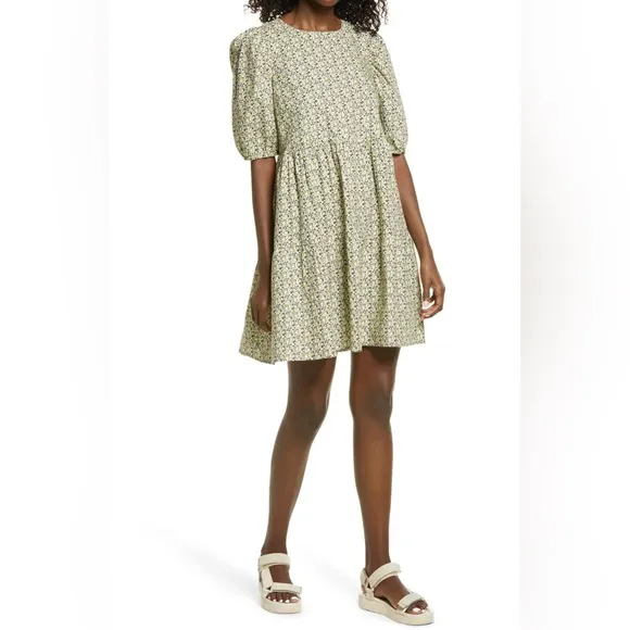 Vero Moda Lykke Puff Sleeve Floral Print Dress size small