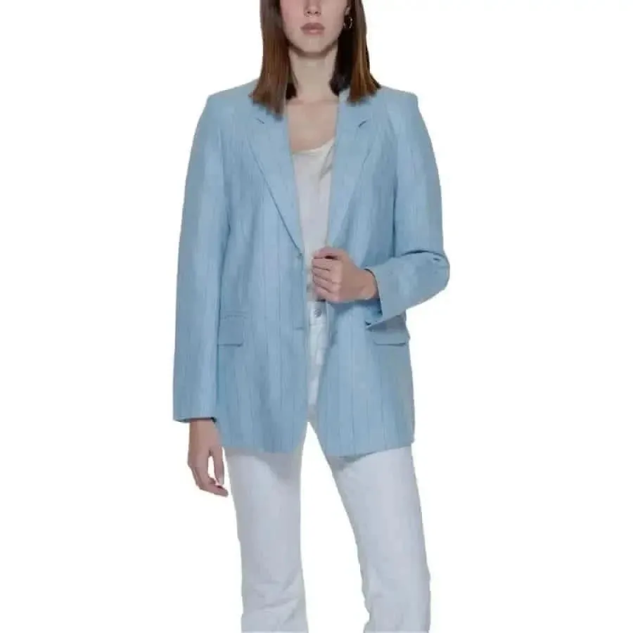 Vero Moda Women's Blue Pinstripe Blazer