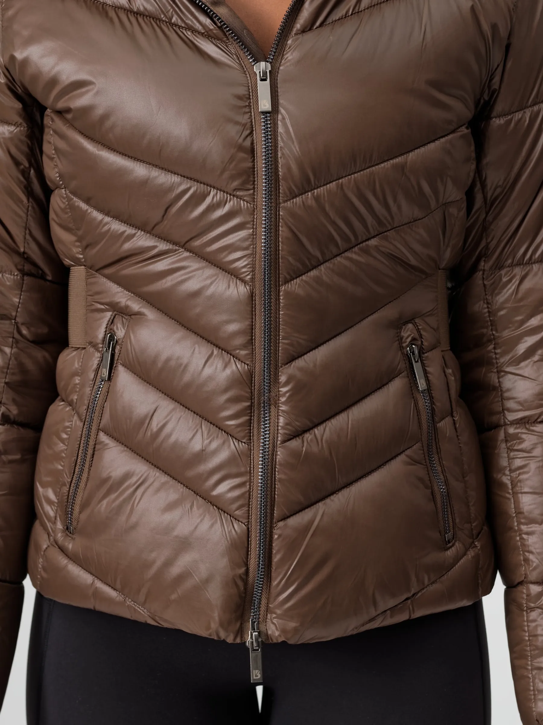 Waist Taper Puffer Jacket - Dark Brown