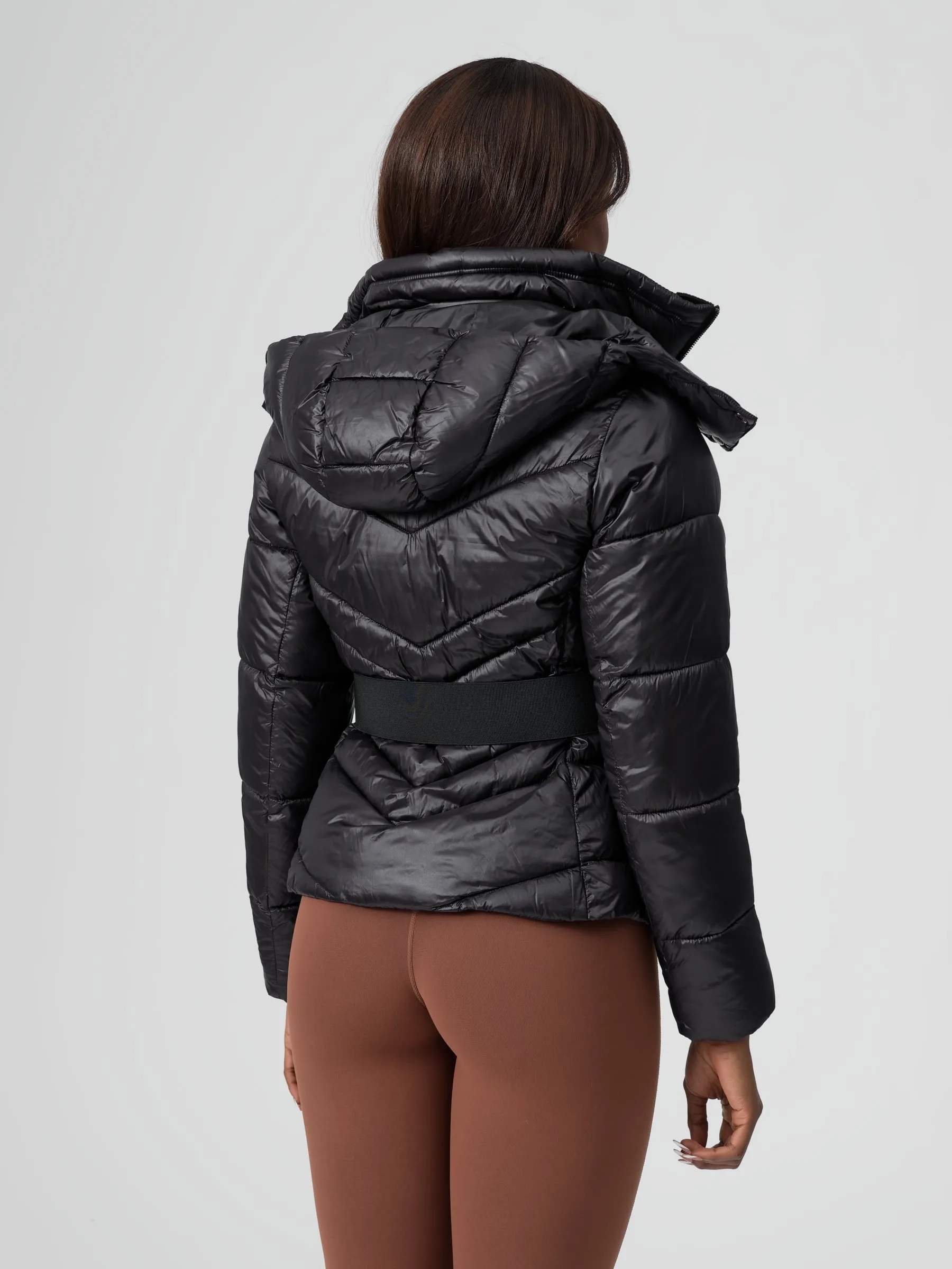 Waist Taper Puffer Jacket - Onyx Black