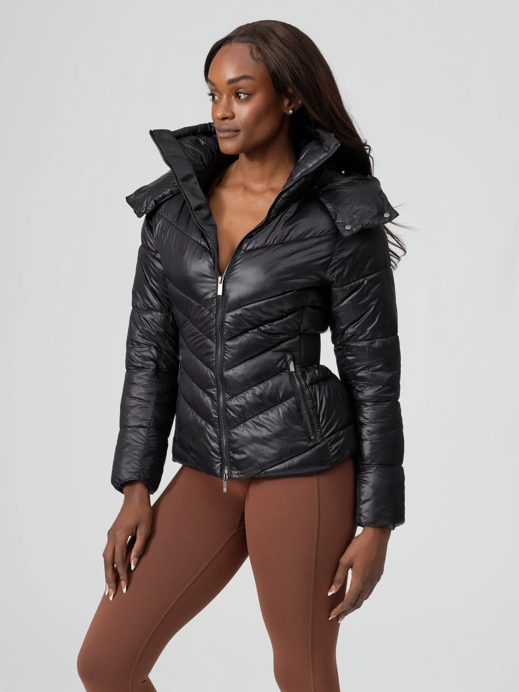 Waist Taper Puffer Jacket - Onyx Black