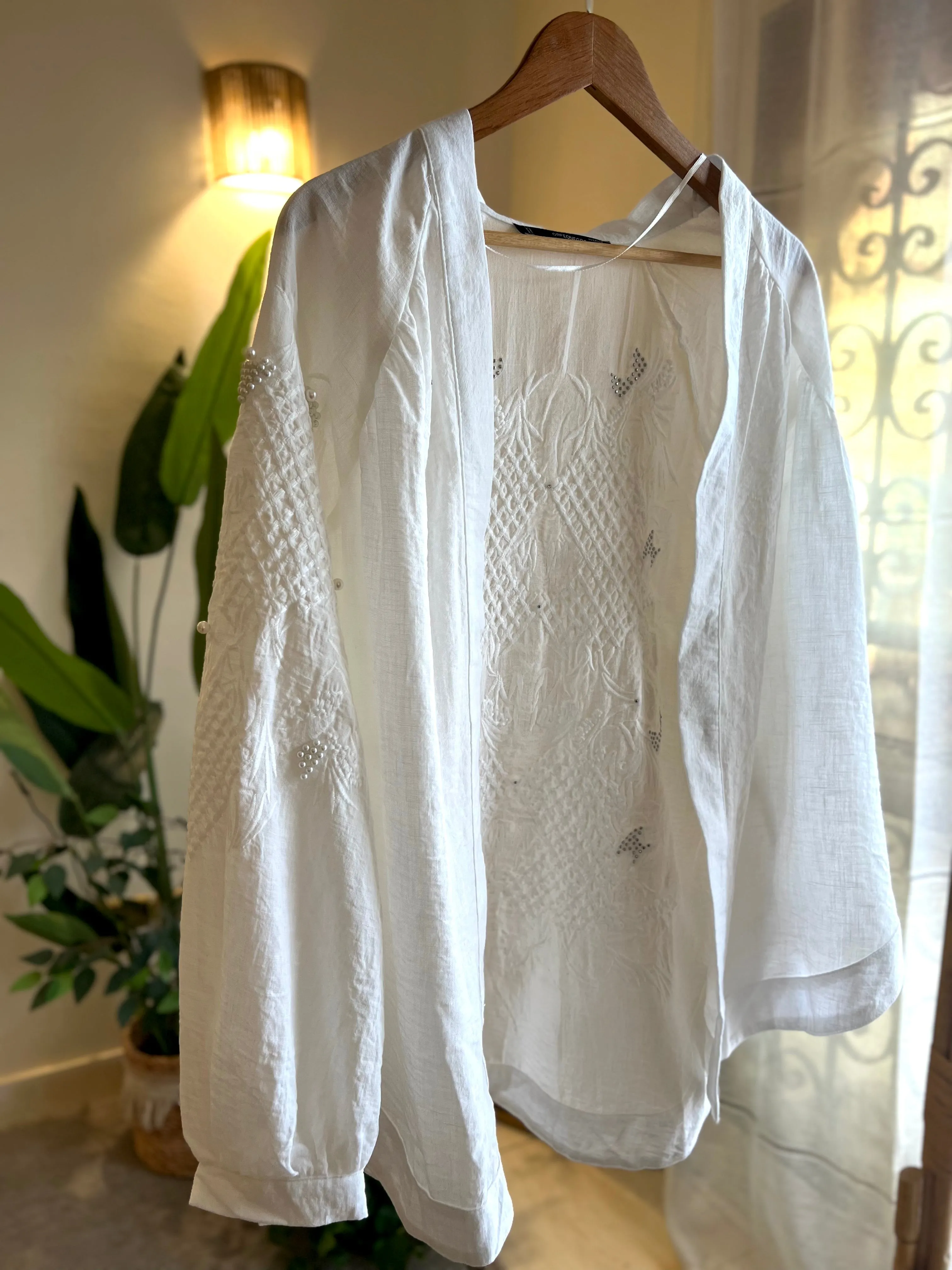 White Pearl Embroidered Kimono