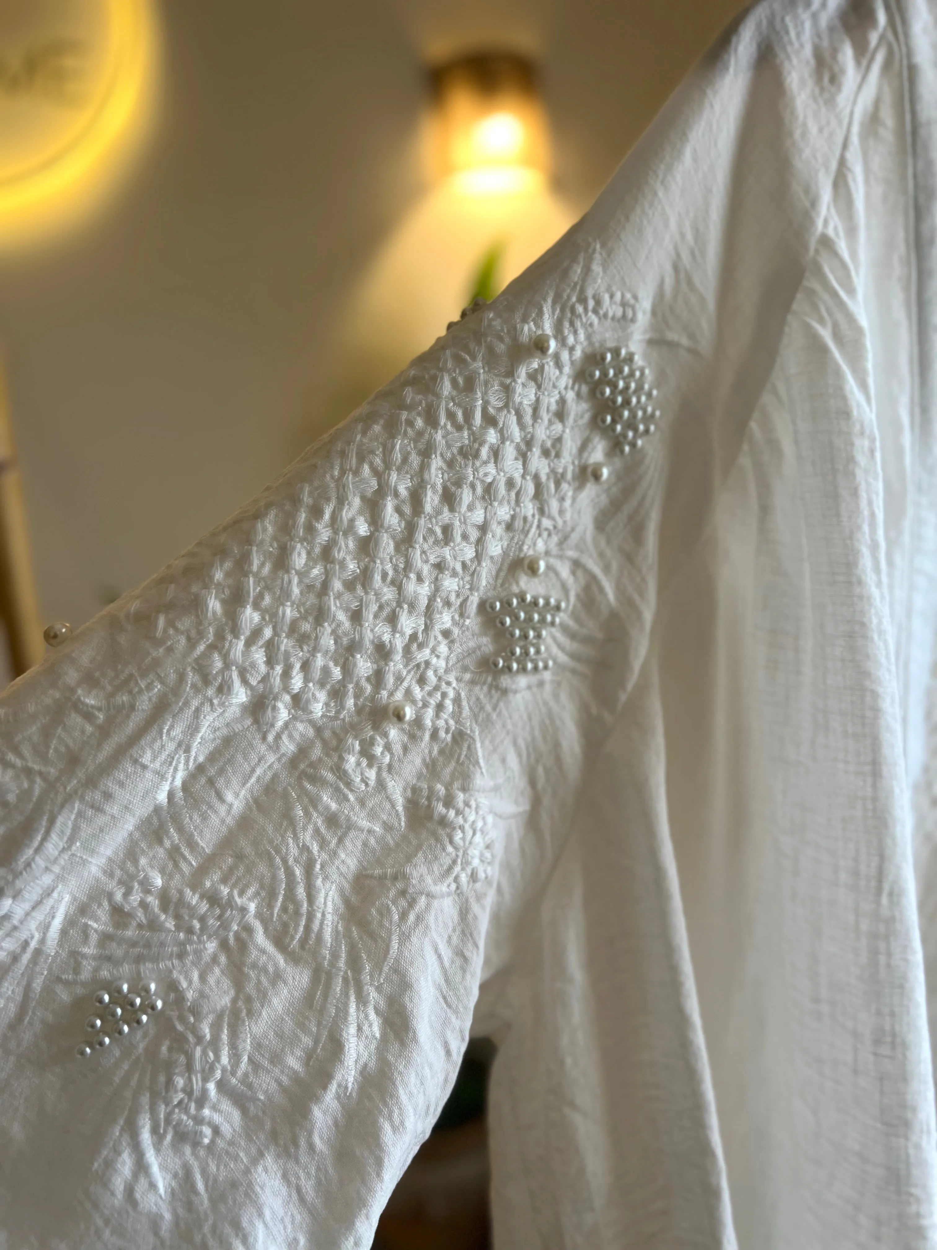 White Pearl Embroidered Kimono