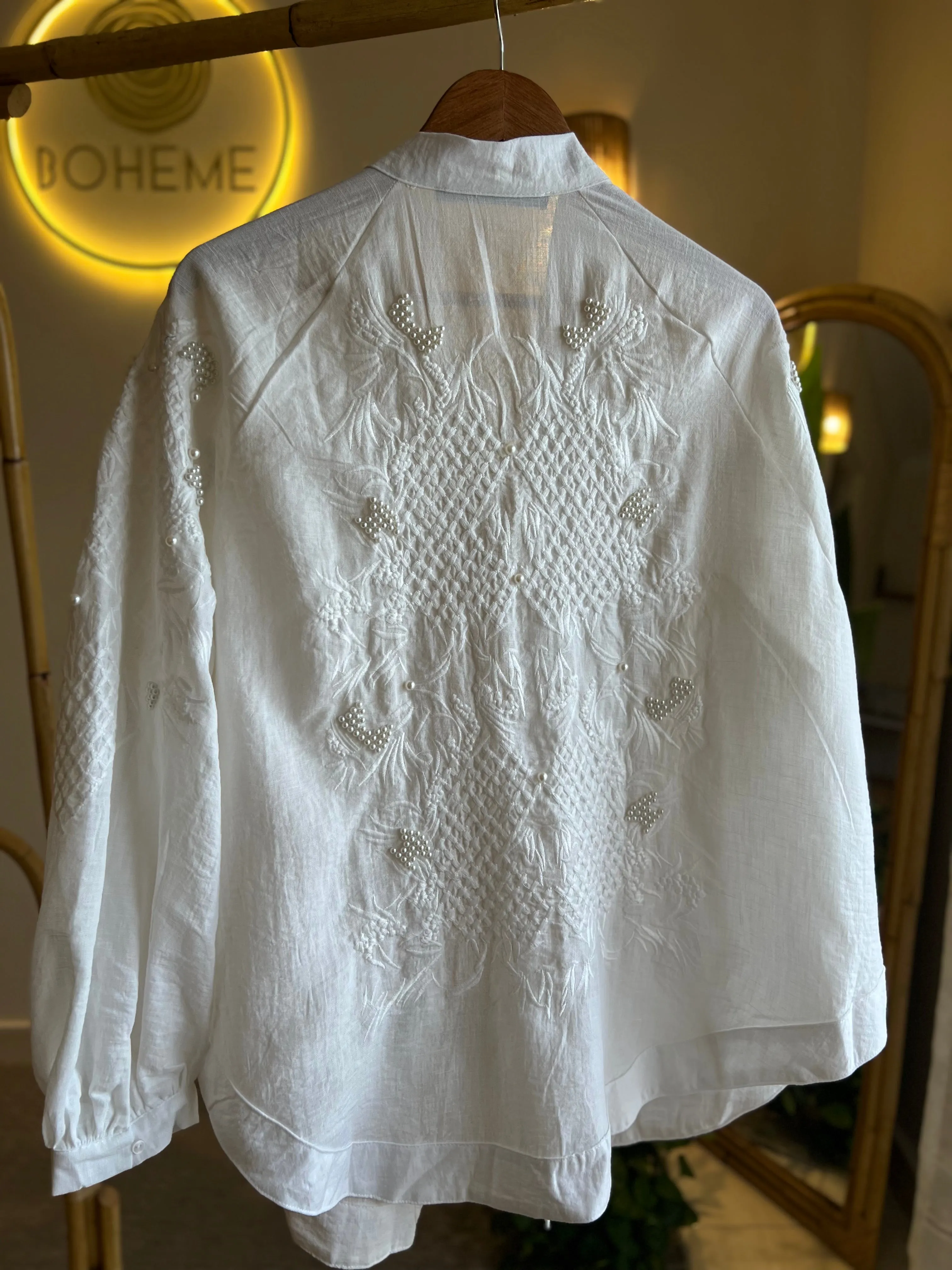 White Pearl Embroidered Kimono