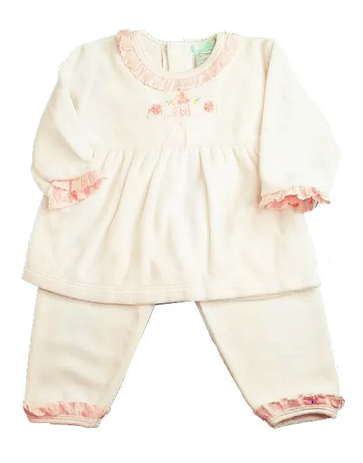 White Velour Baby girl's Pant Set