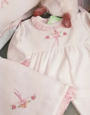 White Velour Baby girl's Pant Set