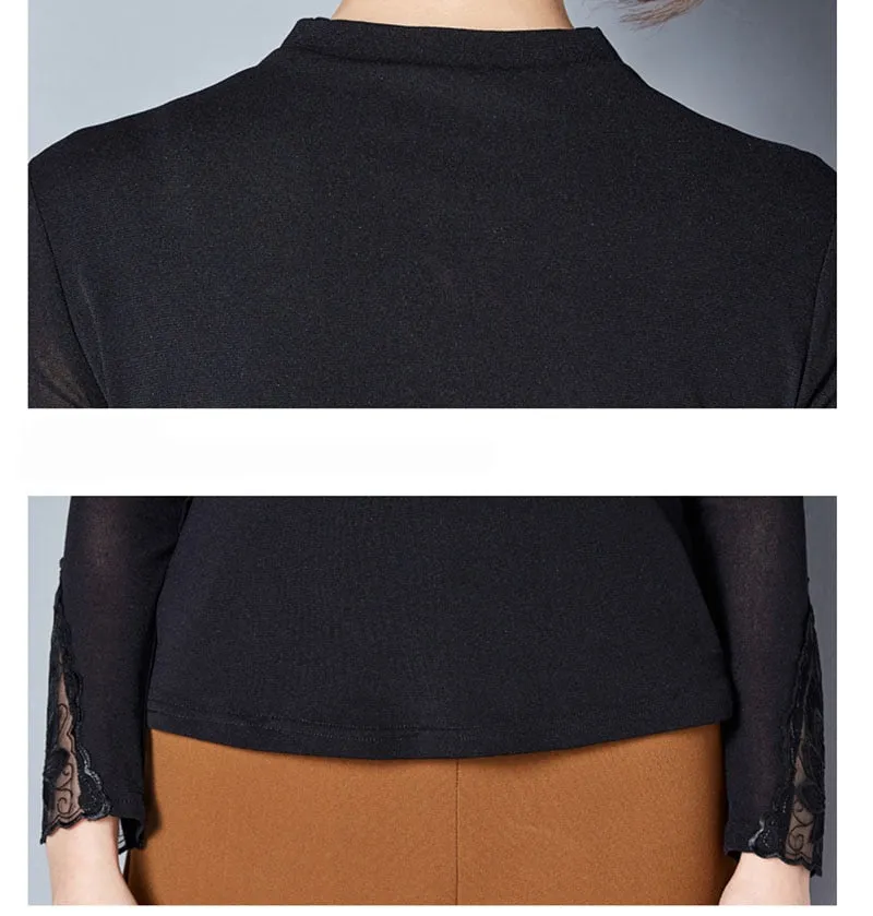 Women Blouse/Casual Long Sleeve Patchwork Spliced Turtleneck Tops