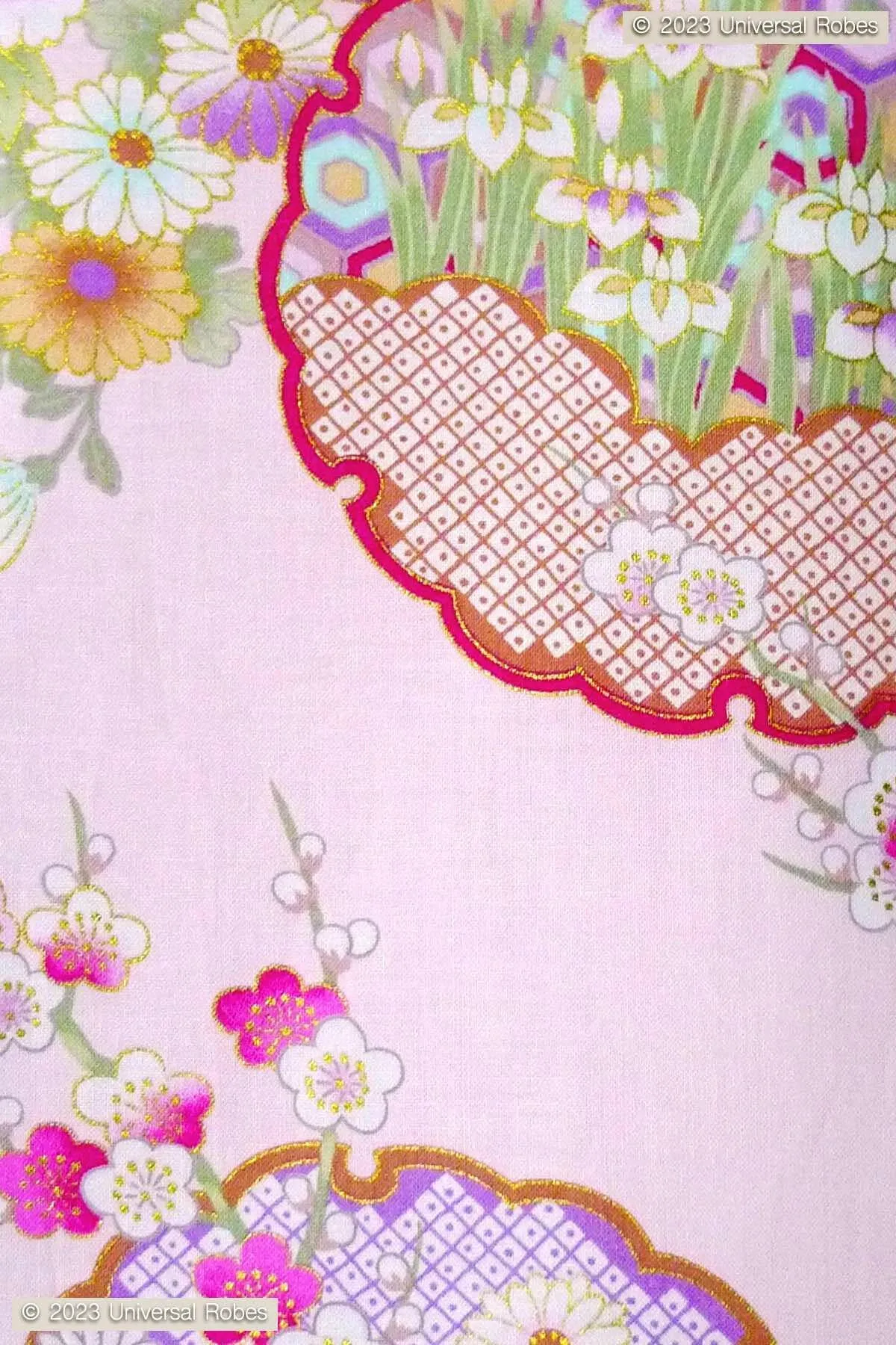 Women Colorful Circles Cotton Yukata Kimono