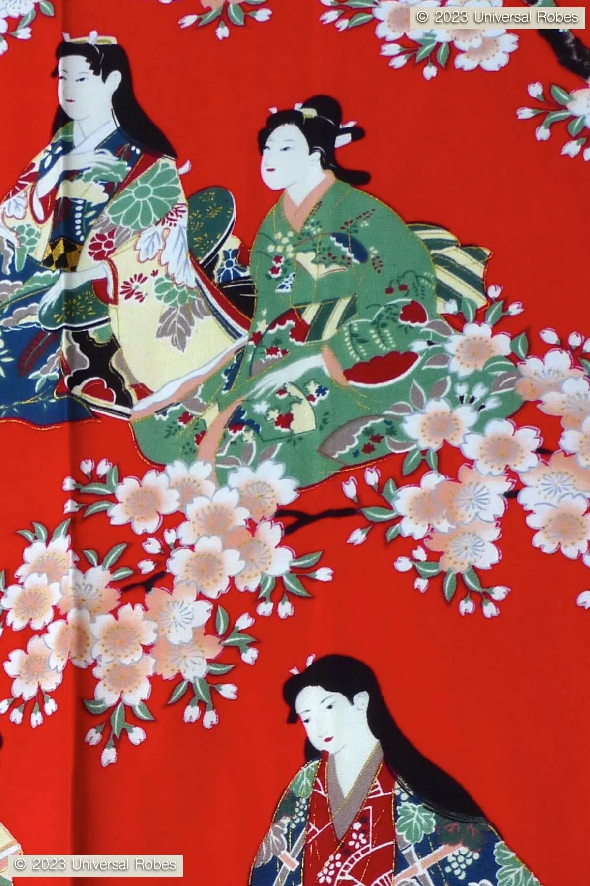 Women Flower Viewing Cotton Sateen Kimono