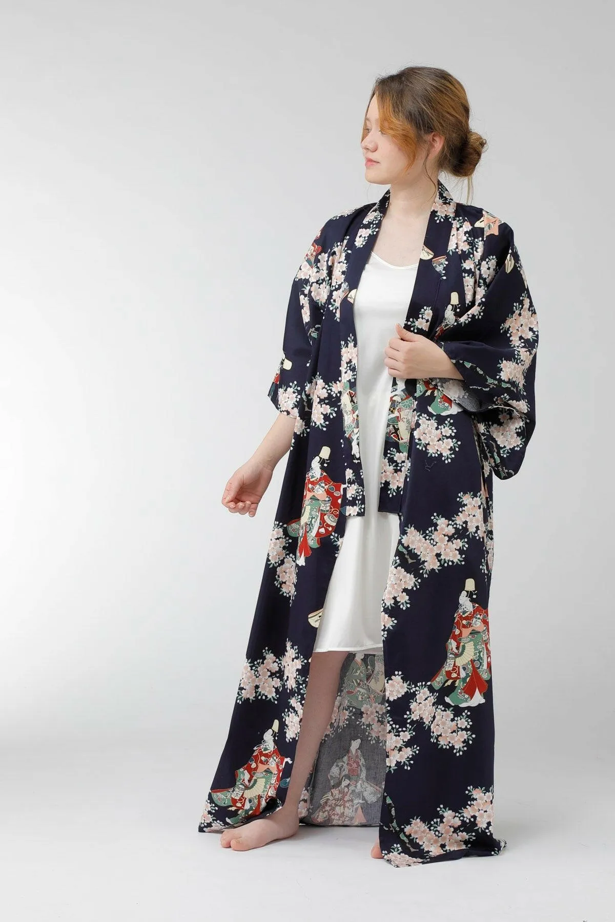 Women Flower Viewing Cotton Sateen Kimono