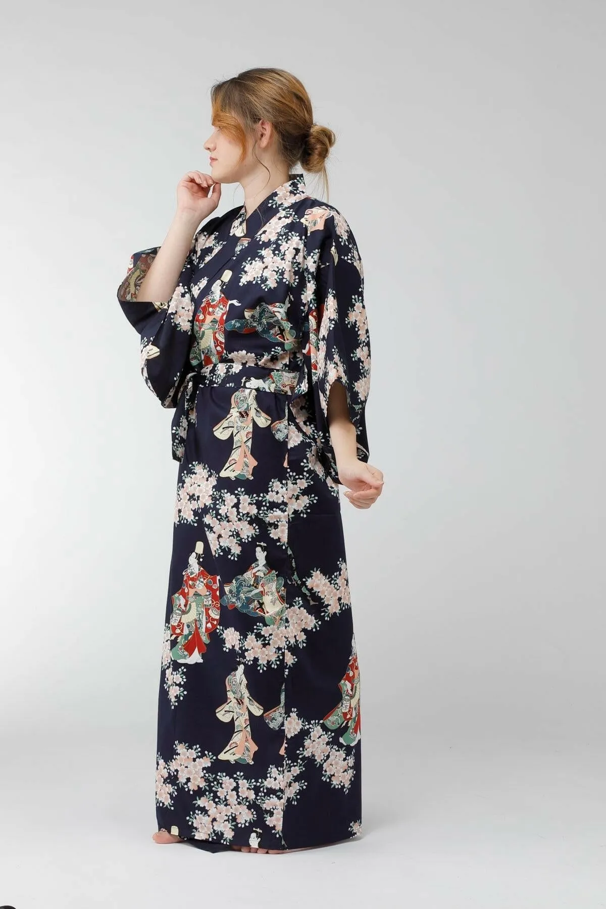 Women Flower Viewing Cotton Sateen Kimono