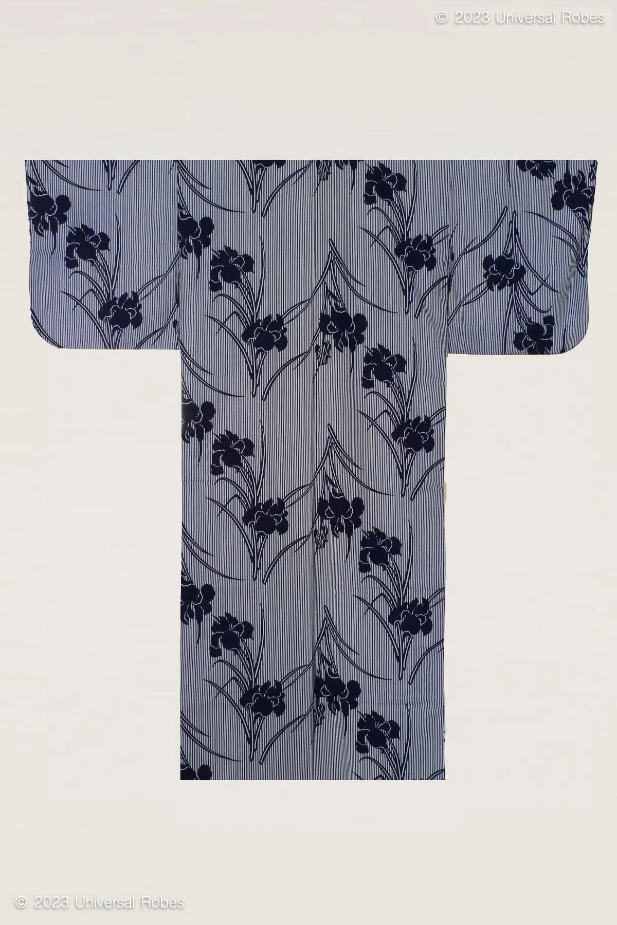 Women Iris & Stripe Cotton Yukata Kimono