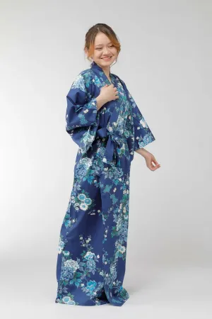 Women Peony & Cherry Blossom Cotton Sateen Kimono