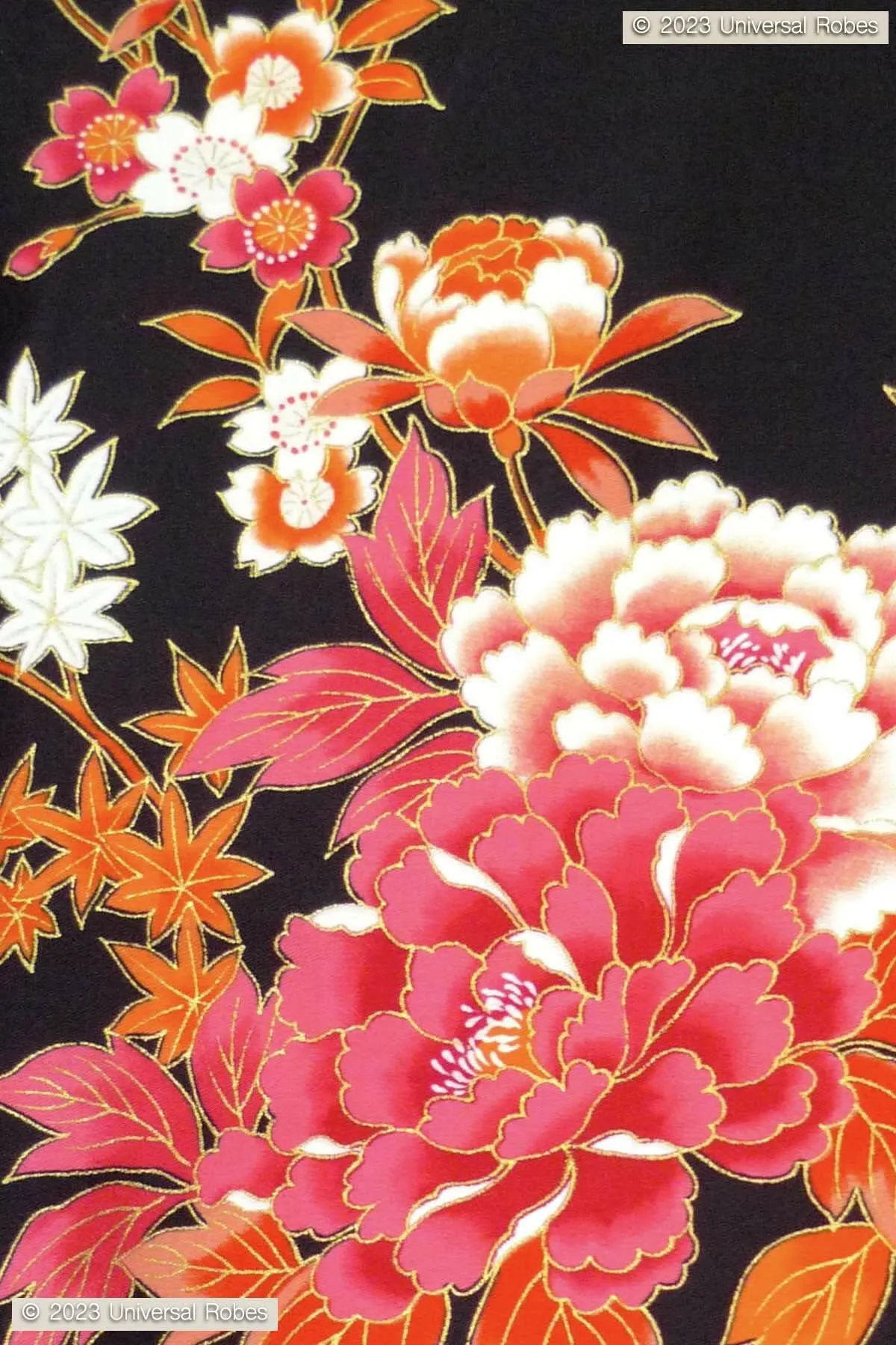 Women Peony & Cherry Blossom Cotton Sateen Kimono