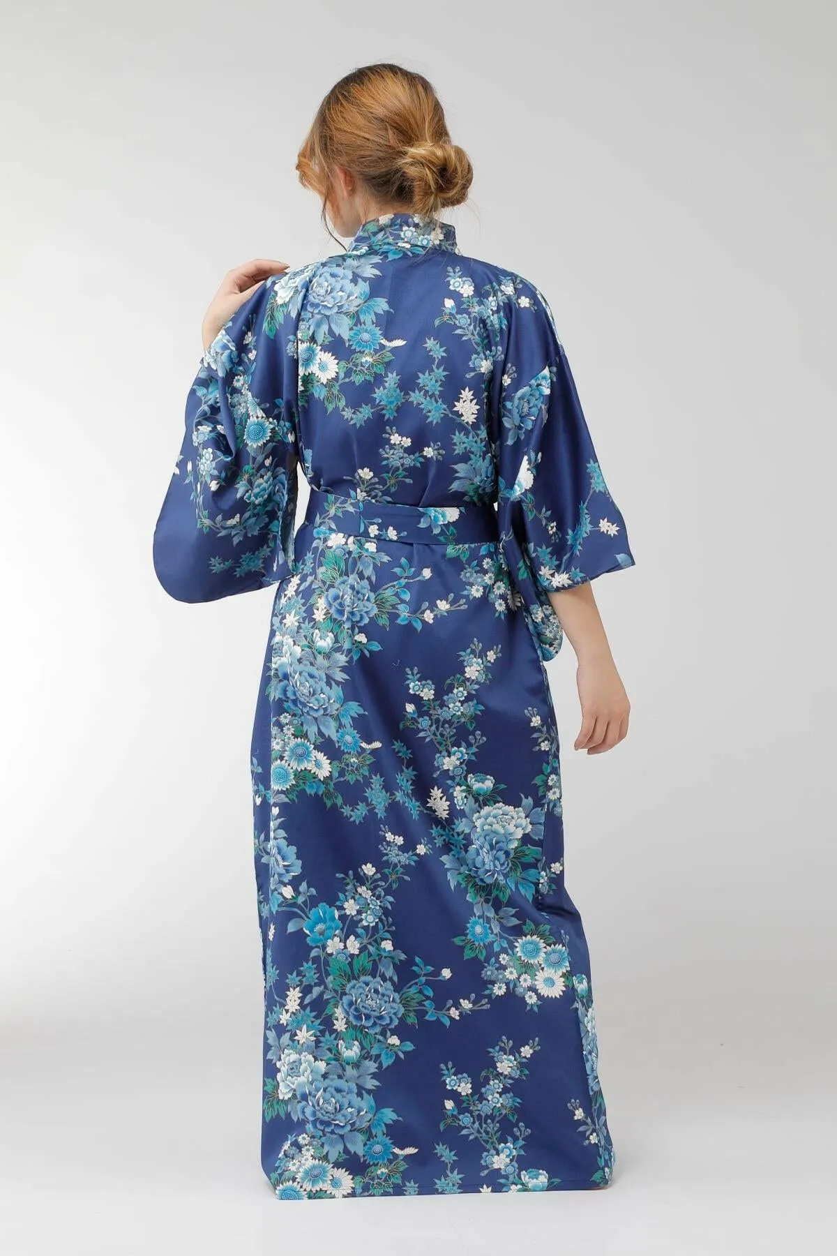 Women Peony & Cherry Blossom Cotton Sateen Kimono