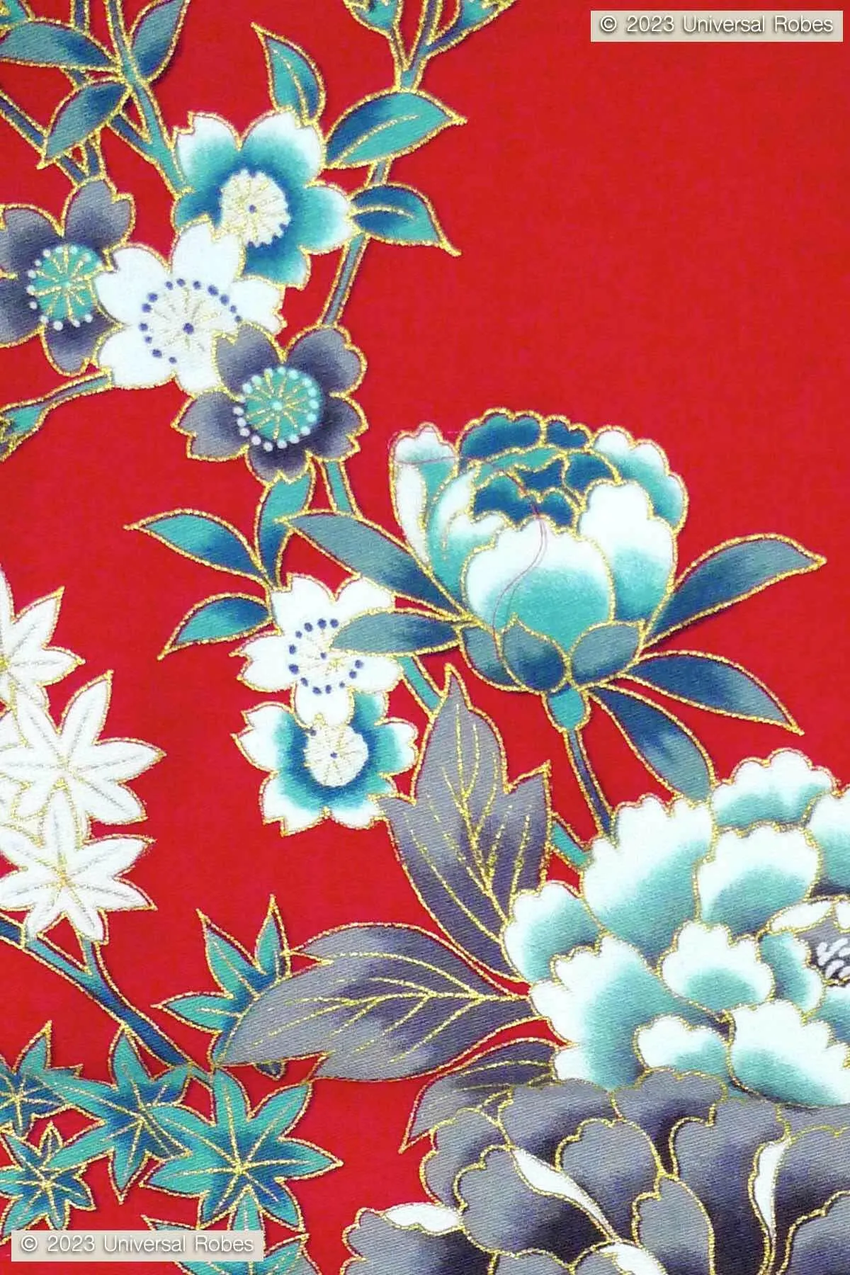 Women Peony & Cherry Blossom Cotton Sateen Kimono