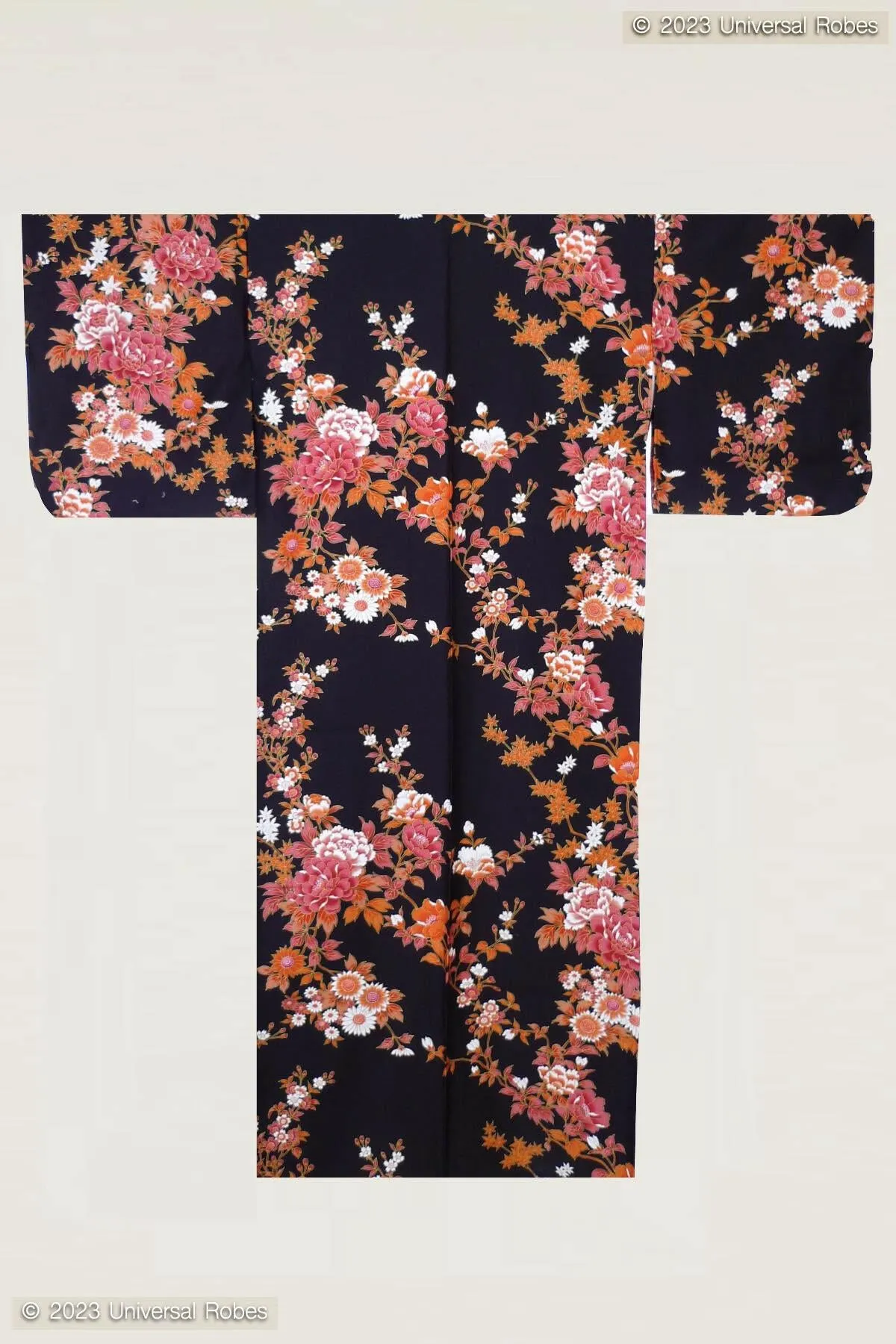 Women Peony & Cherry Blossom Cotton Sateen Kimono