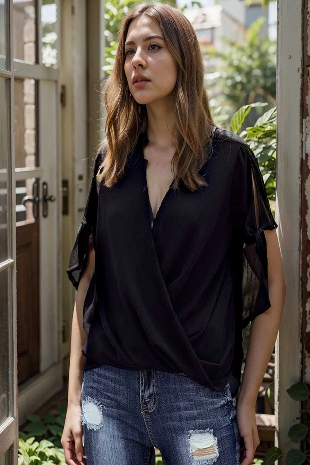women s blouses loose solid belted long sleeve blouse