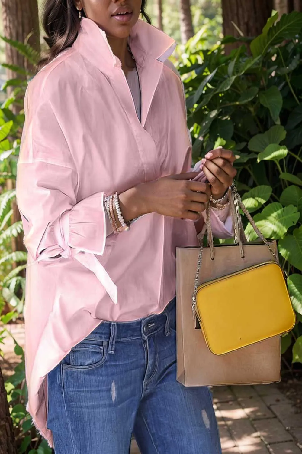 women s blouses loose solid belted long sleeve blouse