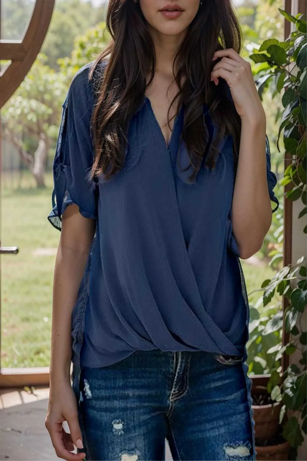 women s blouses loose solid belted long sleeve blouse