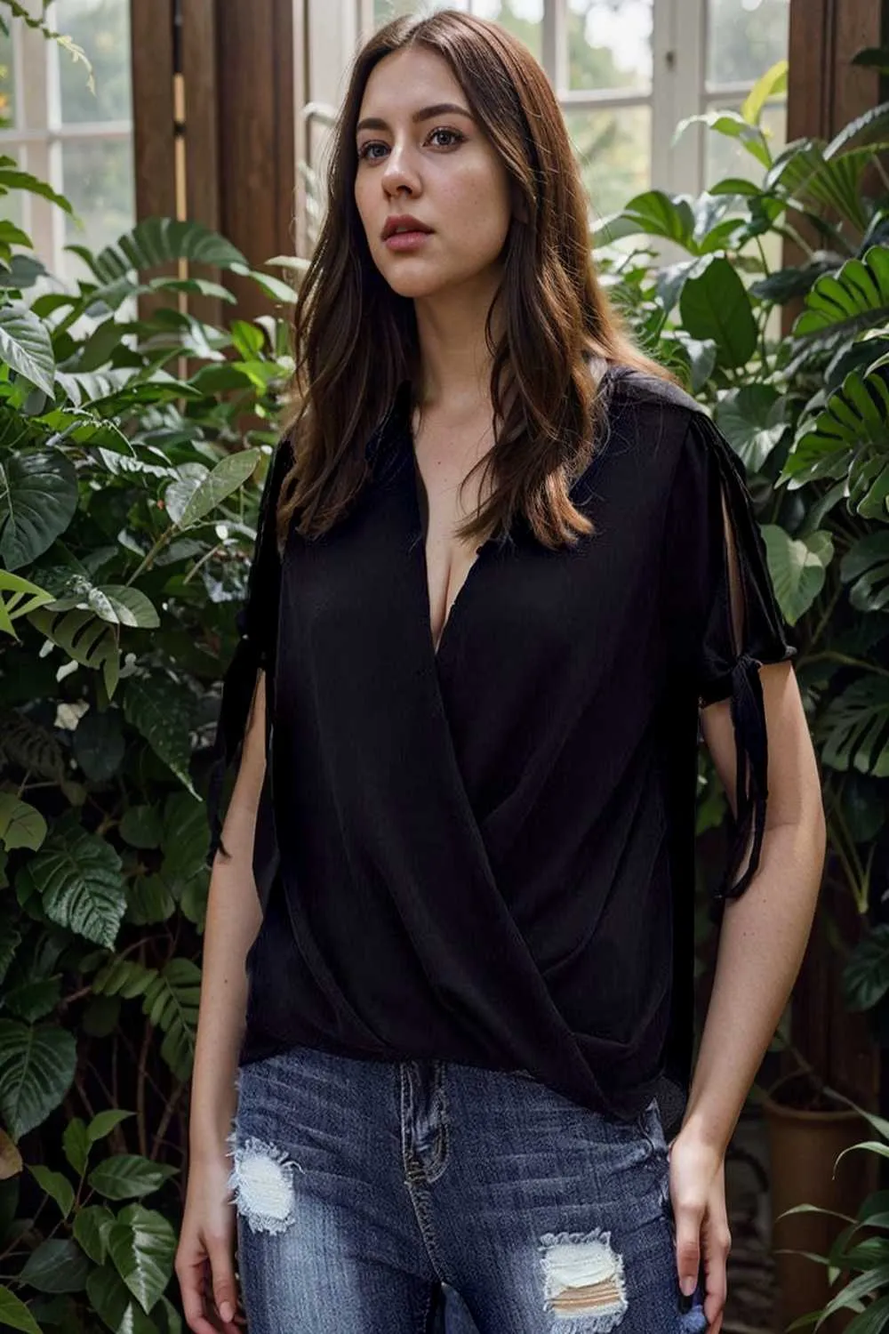 women s blouses loose solid belted long sleeve blouse