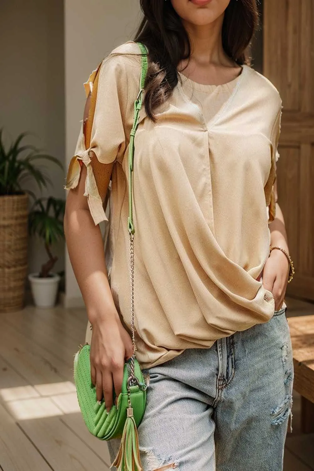 women s blouses loose solid belted long sleeve blouse
