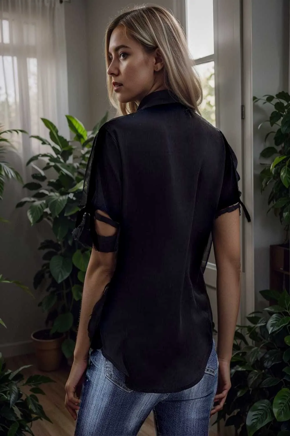 women s blouses loose solid belted long sleeve blouse