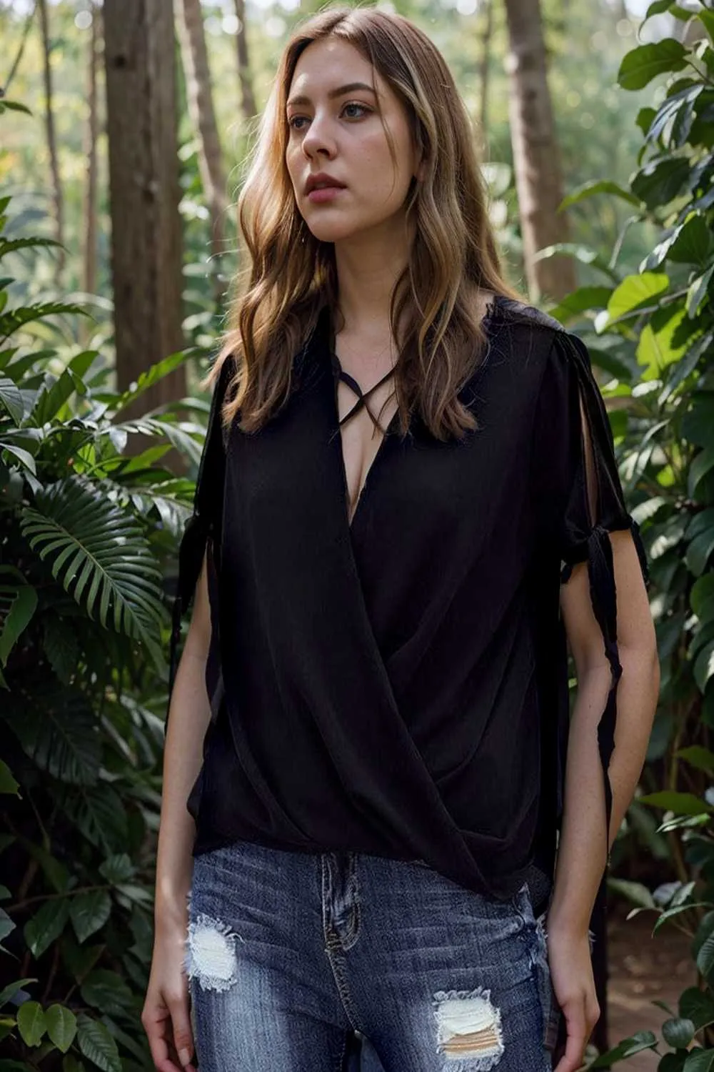 women s blouses loose solid belted long sleeve blouse