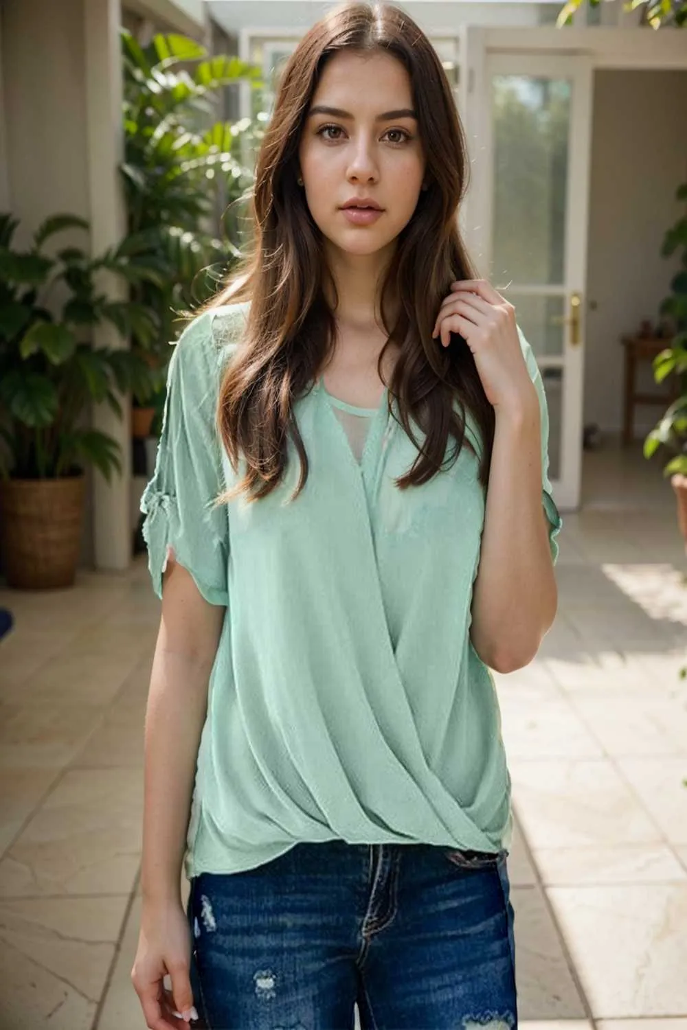 women s blouses loose solid belted long sleeve blouse