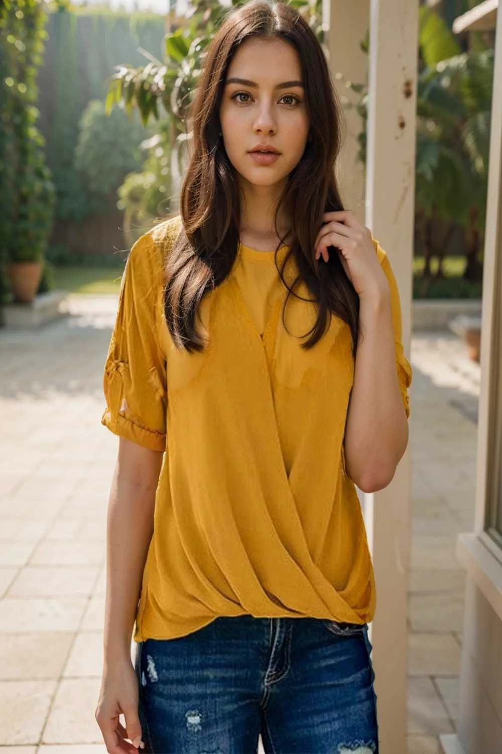 women s blouses loose solid belted long sleeve blouse