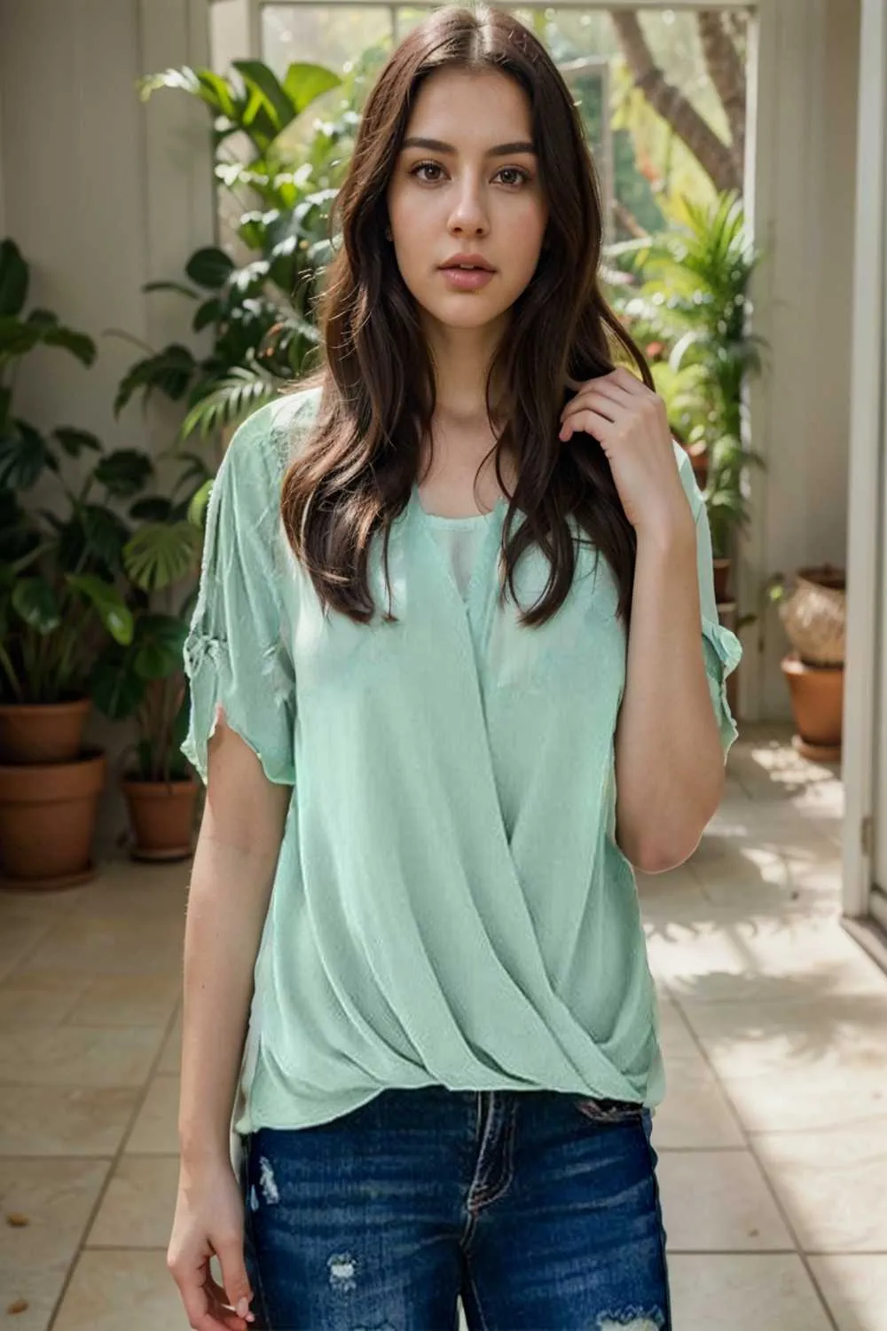 women s blouses loose solid belted long sleeve blouse