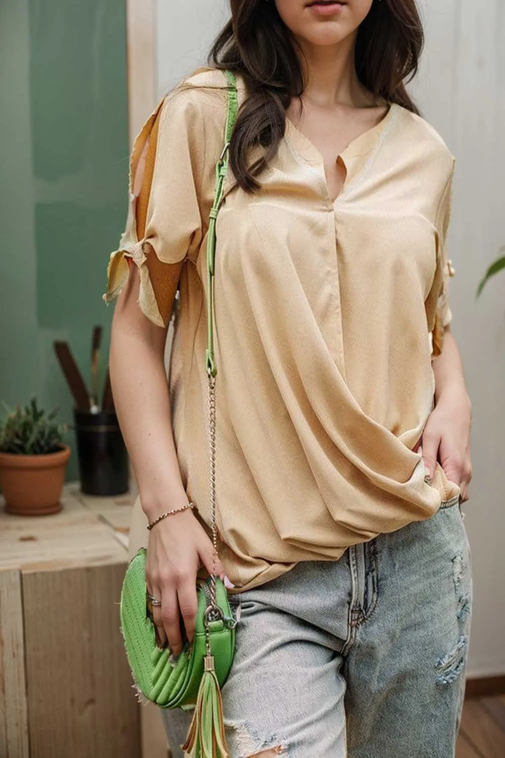 women s blouses loose solid belted long sleeve blouse