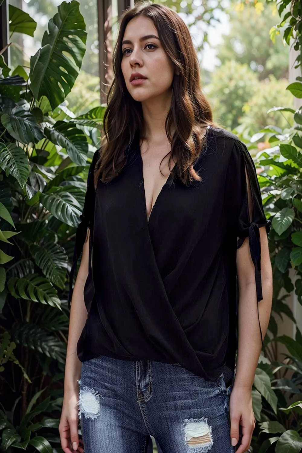 women s blouses loose solid belted long sleeve blouse