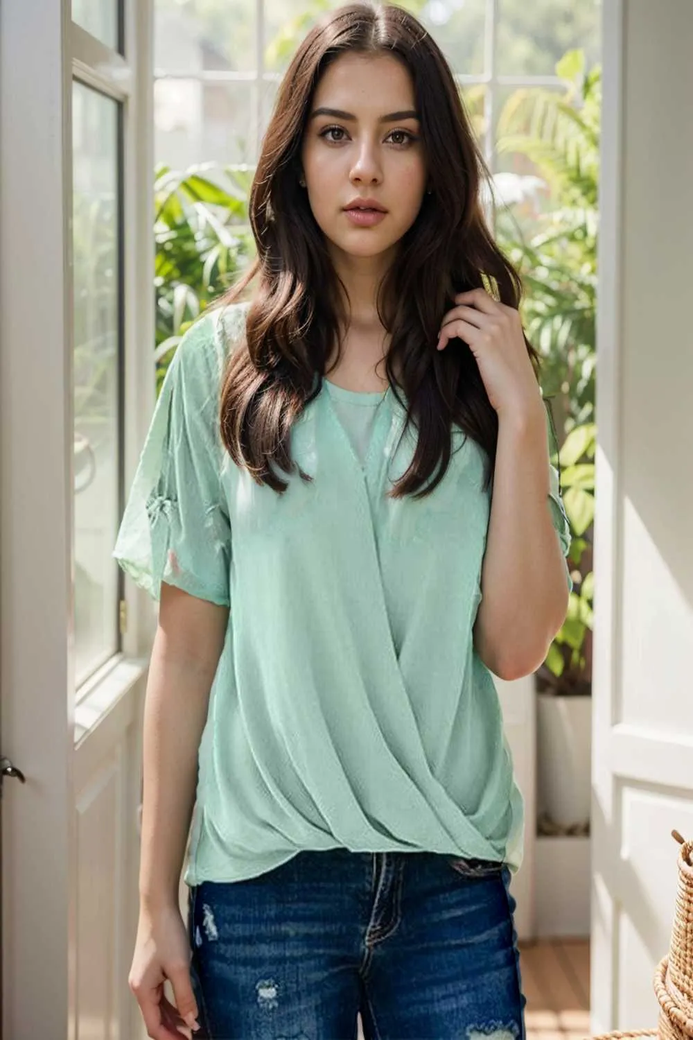 women s blouses loose solid belted long sleeve blouse
