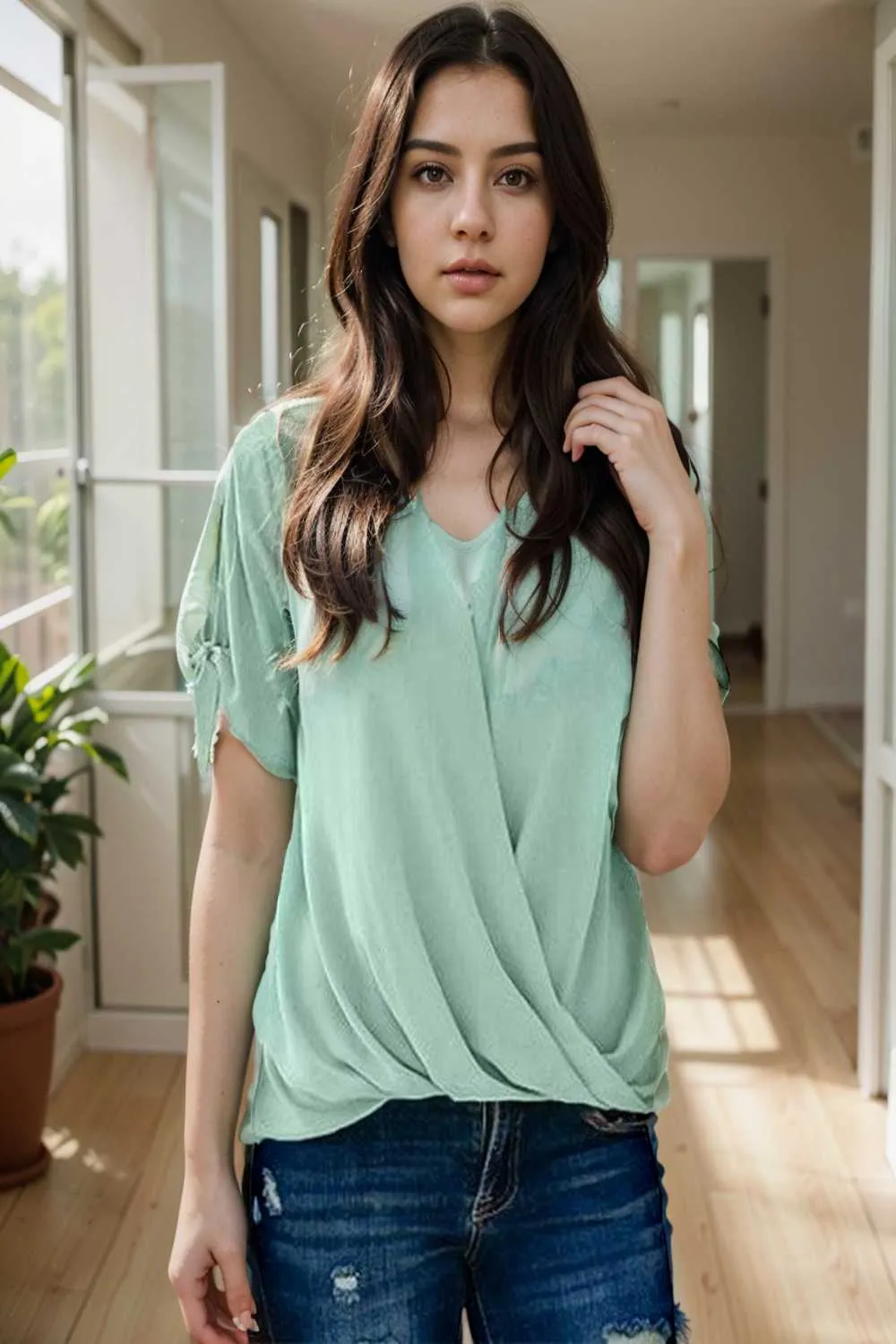 women s blouses loose solid belted long sleeve blouse