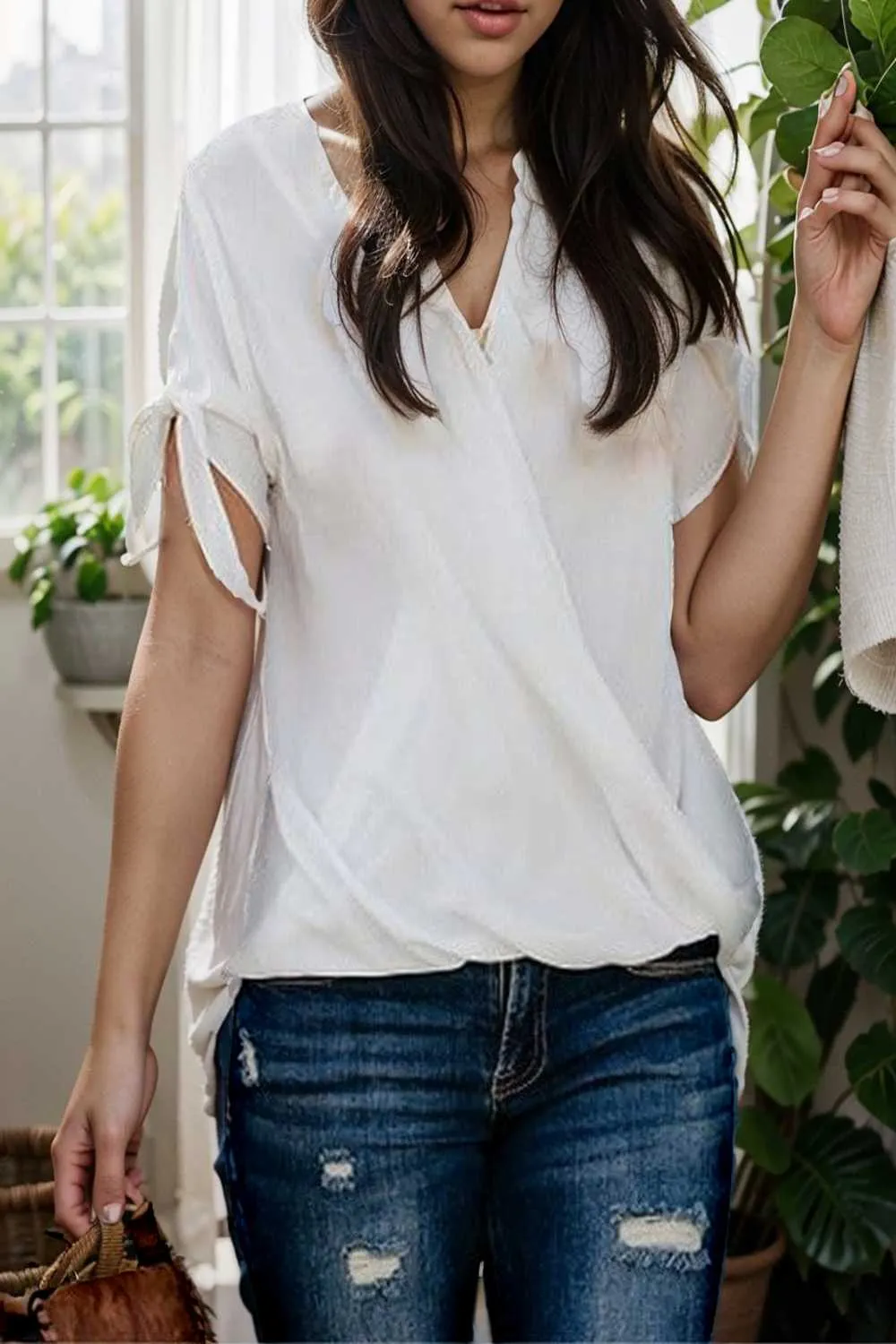 women s blouses loose solid belted long sleeve blouse