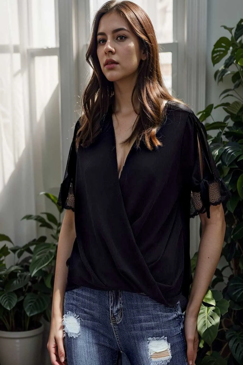 women s blouses loose solid belted long sleeve blouse