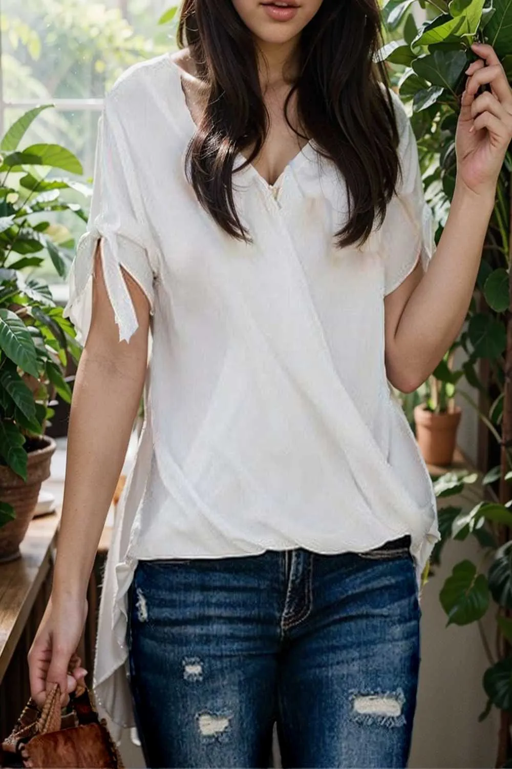 women s blouses loose solid belted long sleeve blouse