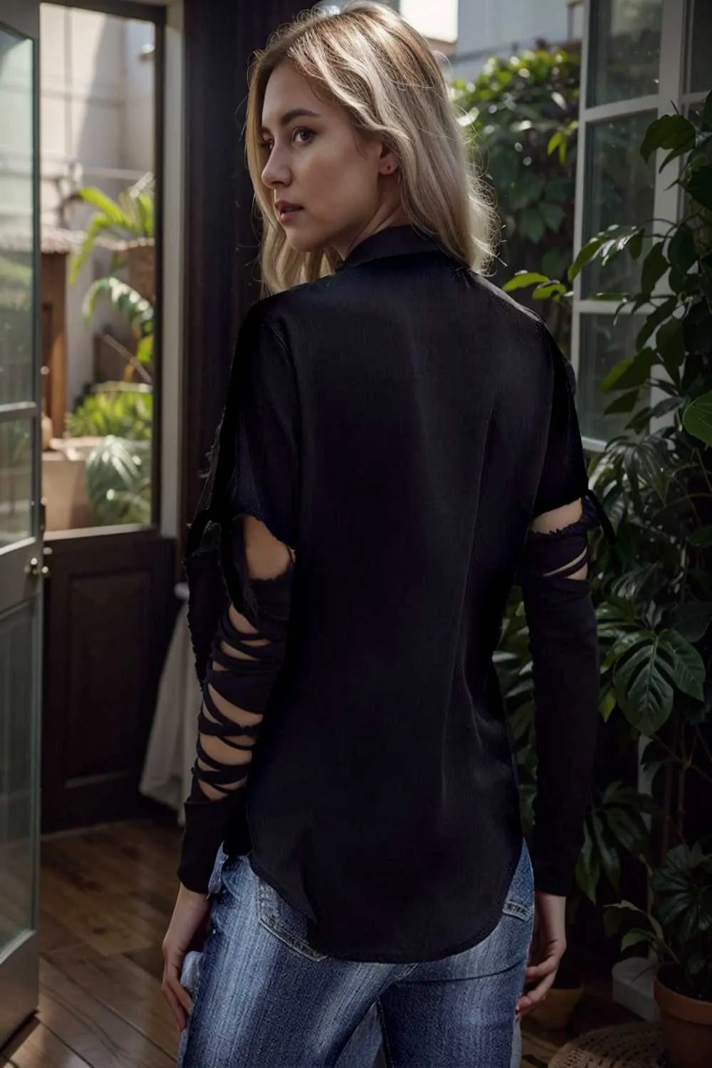 women s blouses loose solid belted long sleeve blouse