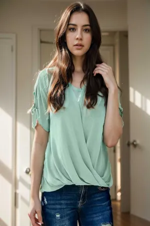 women s blouses loose solid belted long sleeve blouse