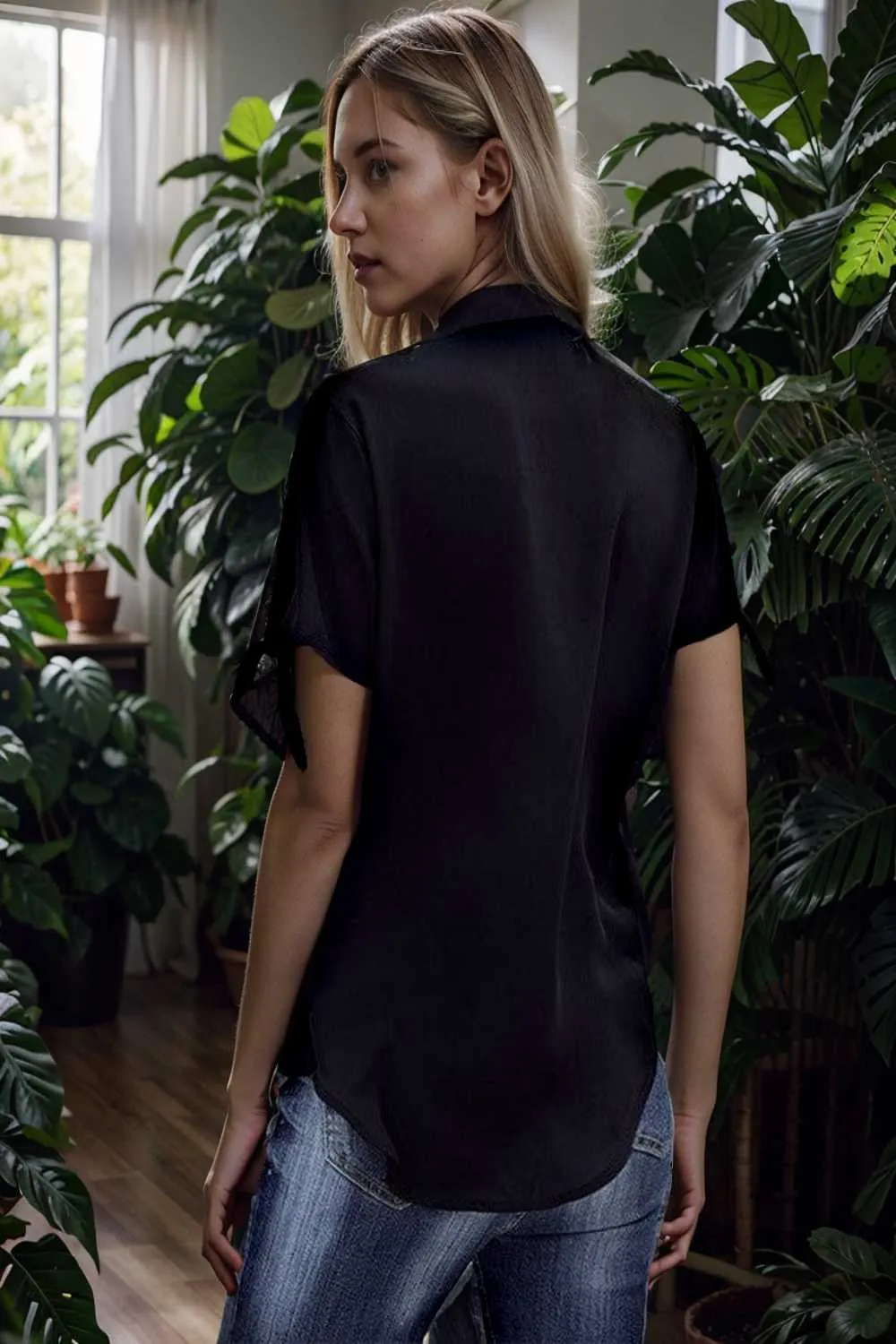 women s blouses loose solid belted long sleeve blouse