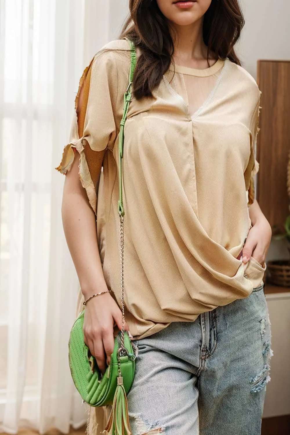 women s blouses loose solid belted long sleeve blouse