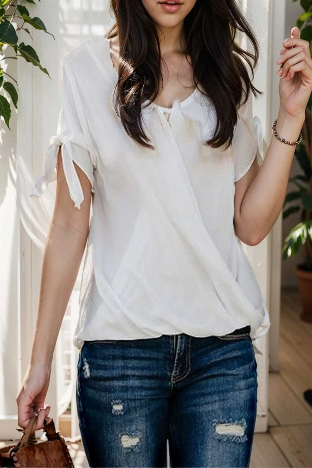 women s blouses loose solid belted long sleeve blouse