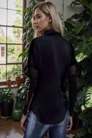 women s blouses loose solid belted long sleeve blouse
