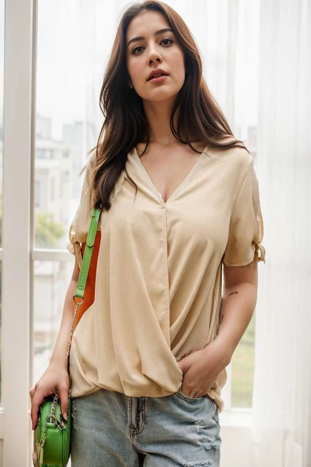 women s blouses loose solid belted long sleeve blouse