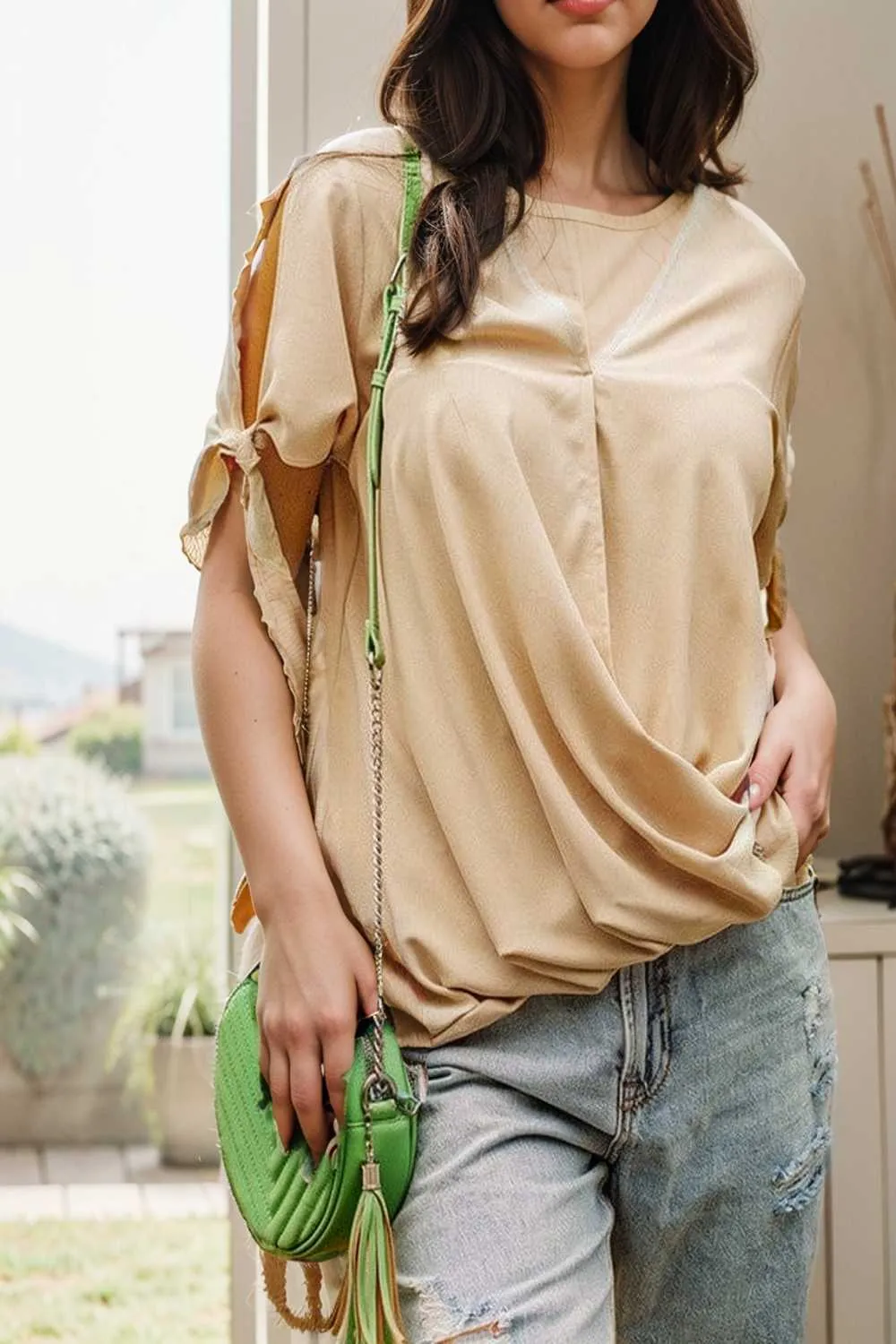women s blouses loose solid belted long sleeve blouse