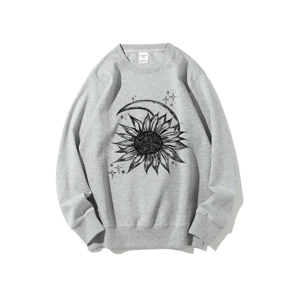 Women Sunflower Moon Graphic Sweatshirts
