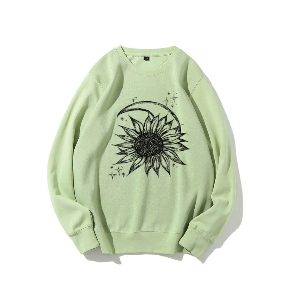Women Sunflower Moon Graphic Sweatshirts