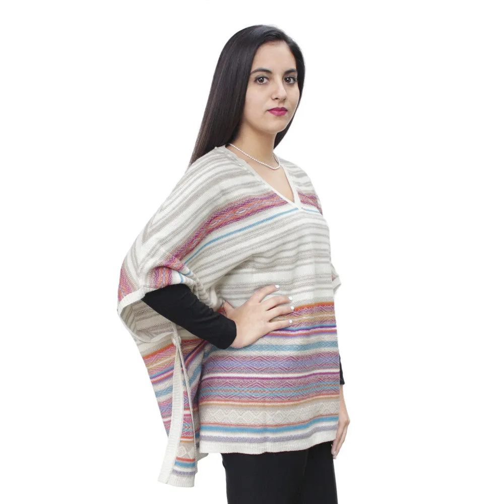 Women's 100% Baby Alpaca Wool Knitted Poncho Sweater Cape
