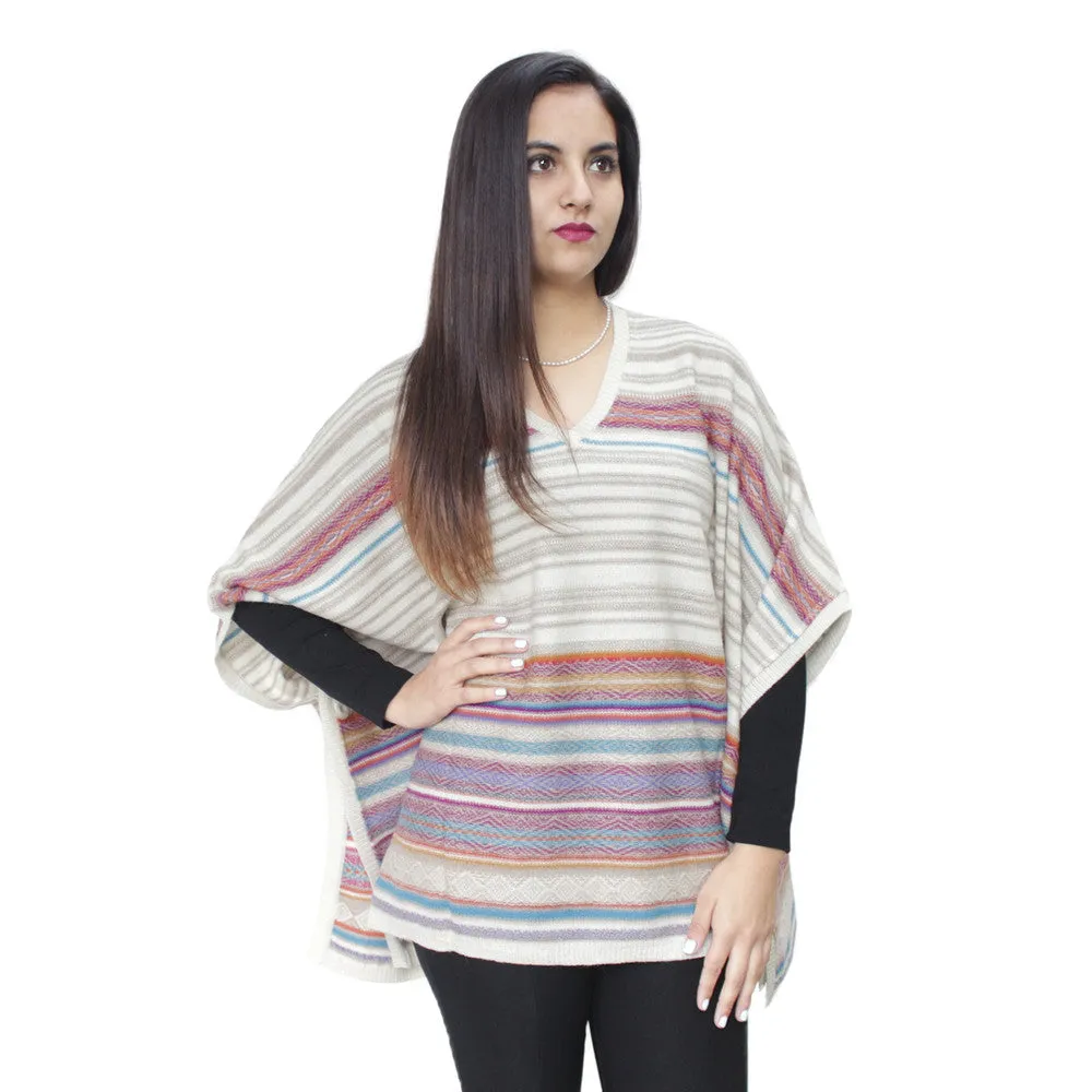 Women's 100% Baby Alpaca Wool Knitted Poncho Sweater Cape